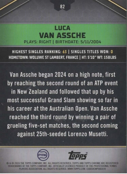 Topps 2024 Graphite Tennis Luca Van Assche Green Refractor Parallel Card 162/199