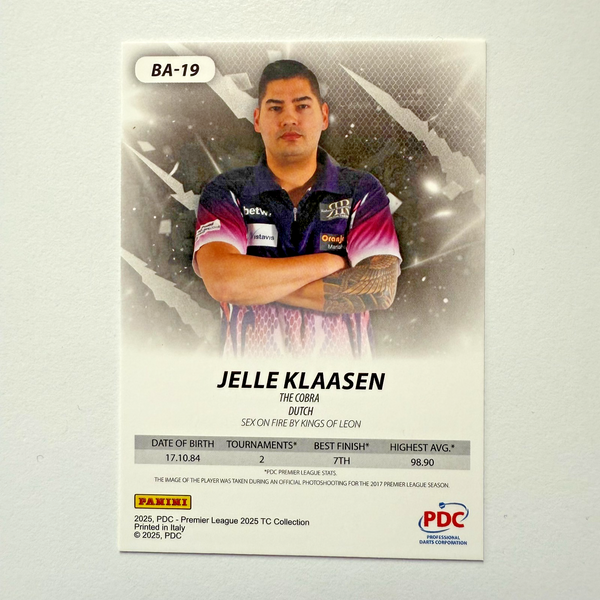 Panini PDC Premier League 2025 Jelle Klaasen Pink Cracked Ice Card