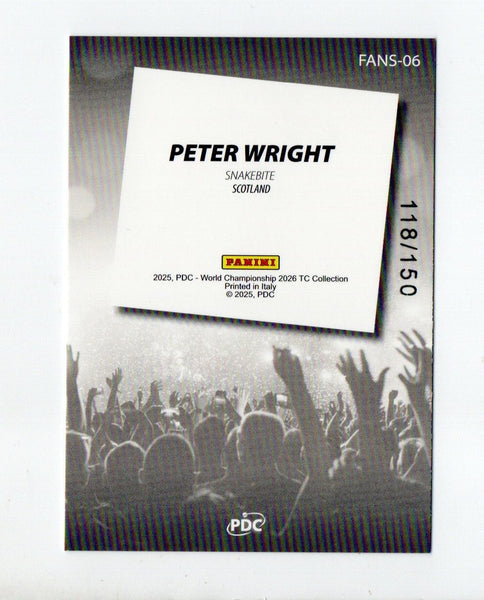 Panini 2026 PDC Peter Wright Fans Favourite /150 Darts World Championship Card