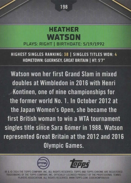 Topps Graphite 2024 Heather Watson Green Parallel /75 Tennis Chrome Card