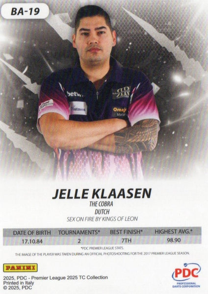 Panini PDC Premier League 2025 Jelle Klaasen Pink Cracked Ice Card