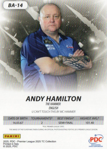 Panini PDC Premier League 2025 Andy Hamilton Pink Cracked Ice Card