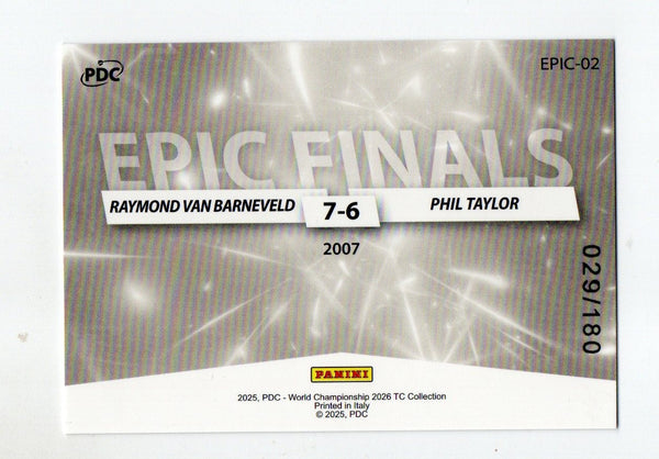 Panini 2026 PDC Van Barneveld Taylor Epic Finals /180 Darts World Championship