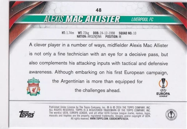 Topps Chrome UEFA 2023/24 Alexis Mac Allister Liverpool FC Card #48