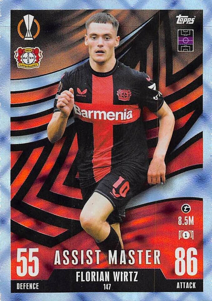 Match Attax Extra 23/24 Florian Wirtz Crystal Parallel Assist Master Card #147