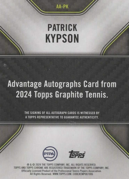 Topps Graphite 2024 Patrick Kypson Auto Chrome Tennis Autograph Chrome Card