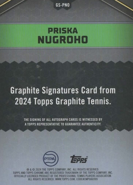 Topps Graphite 2024 Priska Nugroho RC Rookie Auto Chrome Tennis Card