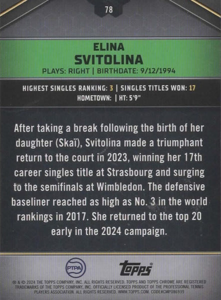 Topps Graphite 2024 Elina Svitolina Green Refractor /199 Tennis Card