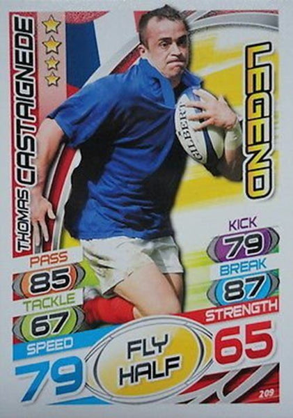 Rugby Attax Topps 2015 Thomas Castaignede Fly Half Legend France Card #209