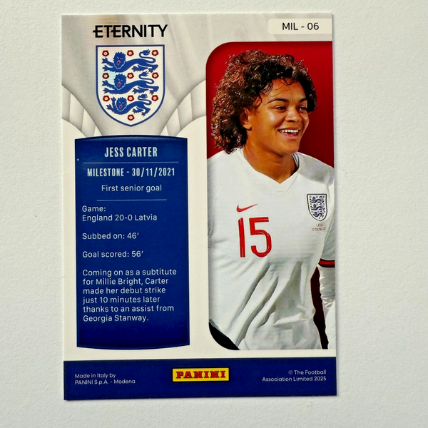 Panini Eternity 2025 Jess Carter Milestone Magenta /25 Lionesses England Card