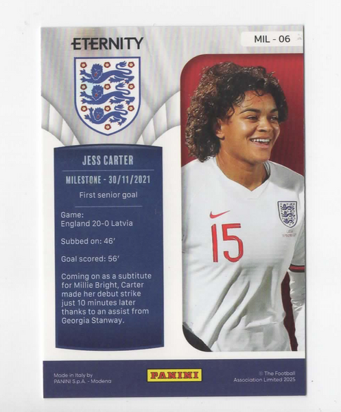 Panini Eternity 2025 Jess Carter Milestone Magenta /25 Lionesses England Card