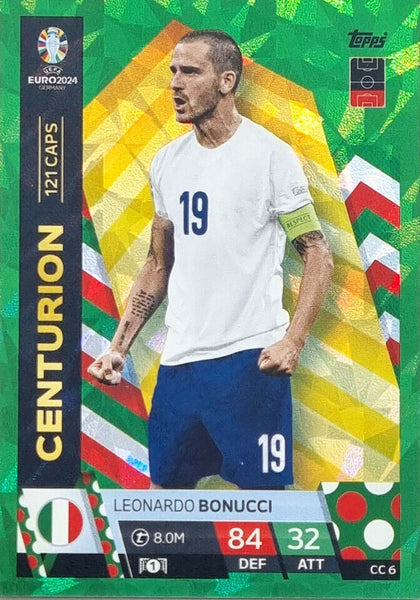 Match Attax Euro 2024 Leonardo Bonucci Crystal Parallel Green Centurion Card
