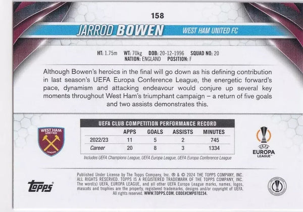 Topps Chrome Hobby UCC Champions League 23/24 Jarrod Bowen West Ham United Card