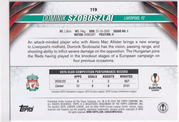 Topps Chrome Hobby UCC Champions League 23/24 Dominik Szoboszlai Liverpool Card