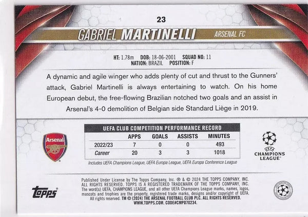 Topps Chrome Hobby UCC Champions League 23/24 Gabriel Martinelli Arsenal Card