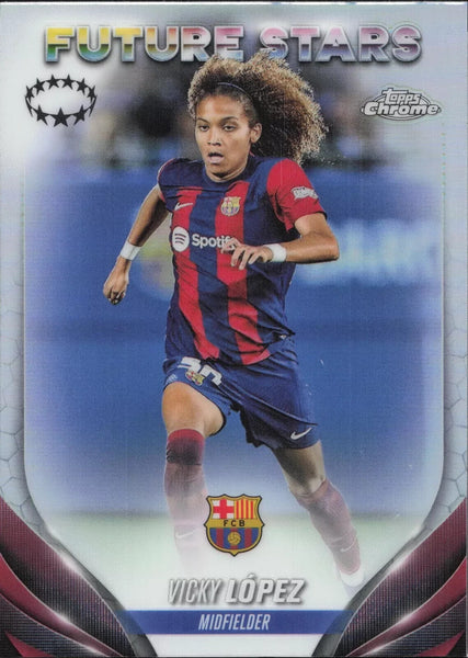 Topps Womens Chrome 2023-2024 Vicky Lopez Barcelona Future Star Base Card #83