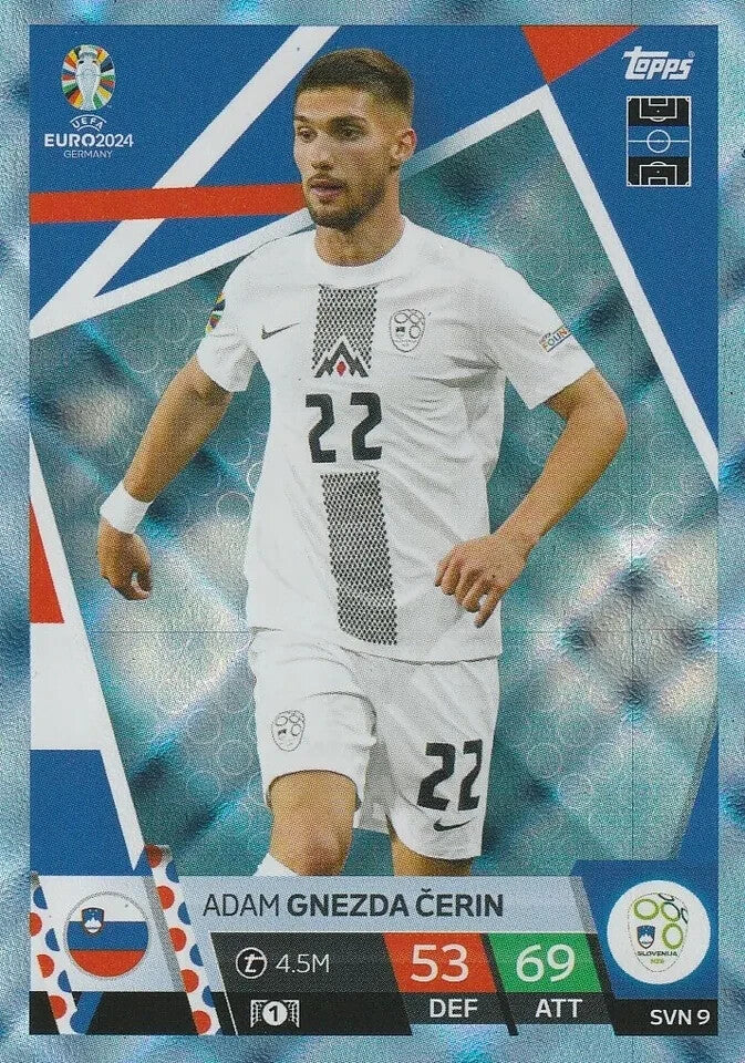 Match Attax Euro 2024 Adam Gnezda Cerin Slovenia Crystal Parallel Blue UEFA Card