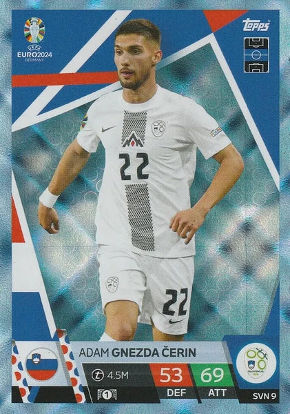 Match Attax Euro 2024 Adam Gnezda Cerin Slovenia Crystal Parallel Blue UEFA Card