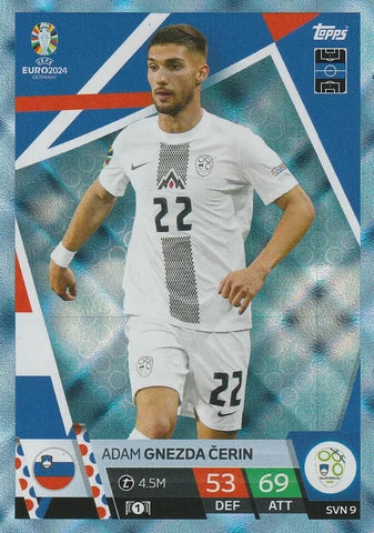 Match Attax Euro 2024 Adam Gnezda Cerin Slovenia Crystal Parallel Blue UEFA Card