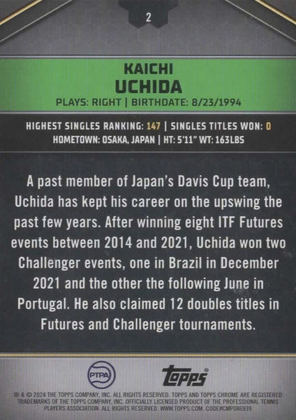 Topps 2024 Graphite Tennis Kaichi Uchida Green Refractor Parallel Chrome /199