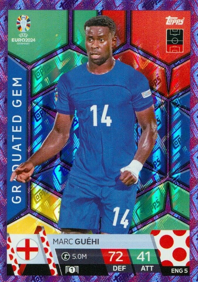Match Attax Euro 2024 Marc Guehi England Crystal Parallel Purple Sapphire Card