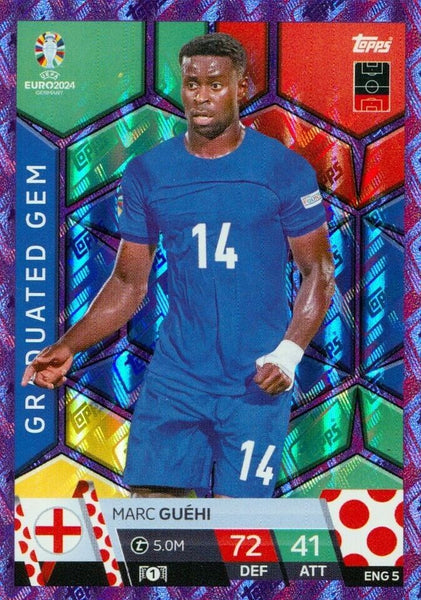 Match Attax Euro 2024 Marc Guehi England Crystal Parallel Purple Sapphire Card