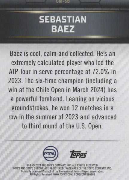Topps 2024 Graphite Tennis Sebastian Baez Court Masters Green Refractor 169/199