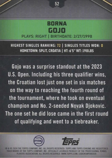 Topps 2024 Graphite Tennis Borna Gojo Gold Parallel Refractor Chrome Card /25