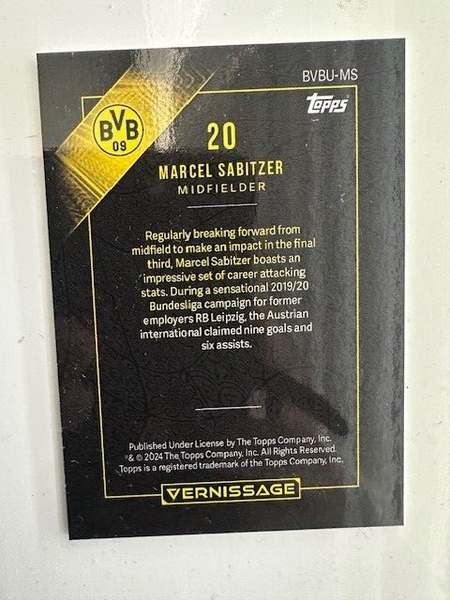 Topps Vernissage Borussia Dortmund 2023/24 Marcel Sabitzer Unbreakable Card 20