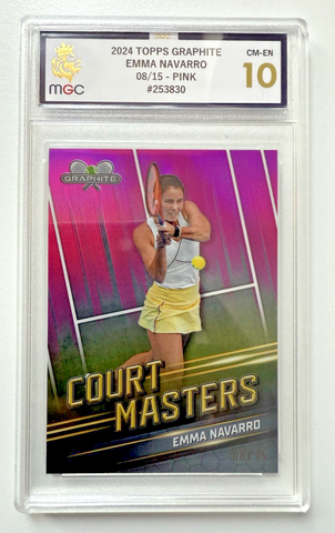 Emma Navarro 2024 Topps Graphite Tennis Court Masters Pink Chrome /15 MGC 10