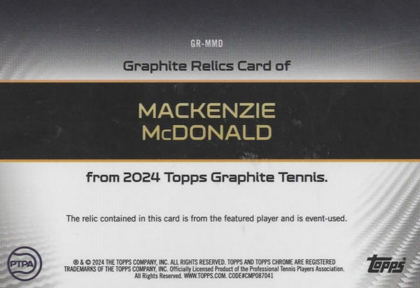 Topps 2024 Graphite Tennis Mackenzie Mcdonald Event Used Relic Chrome Card