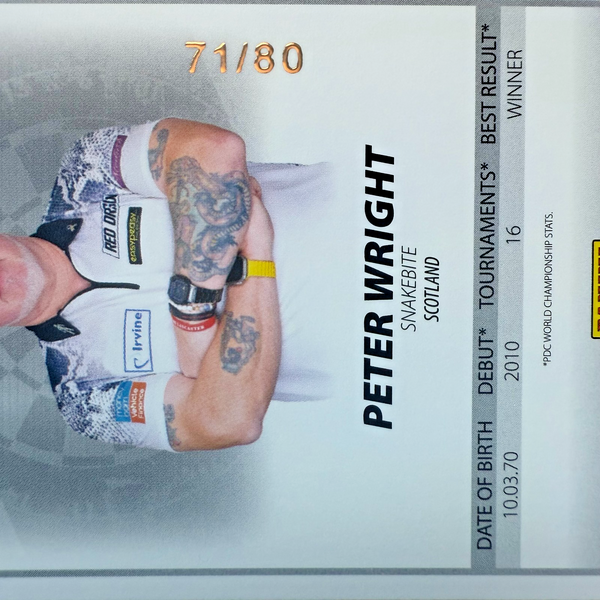 Panini 2026 PDC Peter Wright Base Parallel /80 Darts World Championship Card