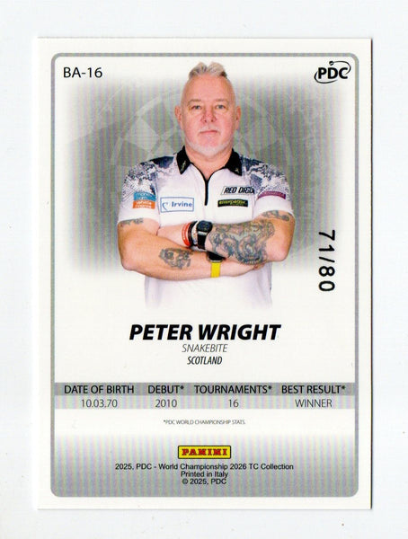 Panini 2026 PDC Peter Wright Base Parallel /80 Darts World Championship Card