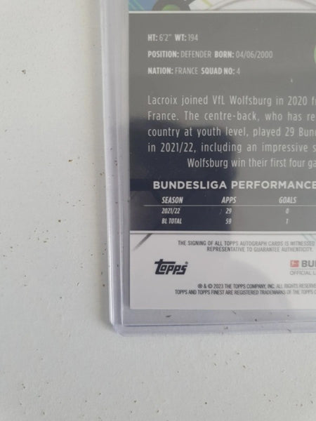 Topps Finest Bundesliga 22/23 Maxence Lacroix Autograph Auto Card /150