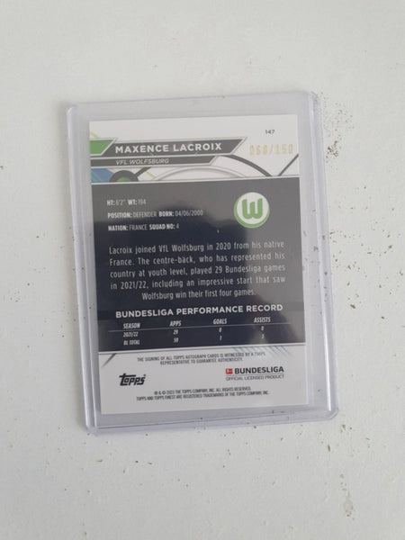 Topps Finest Bundesliga 22/23 Maxence Lacroix Autograph Auto Card /150