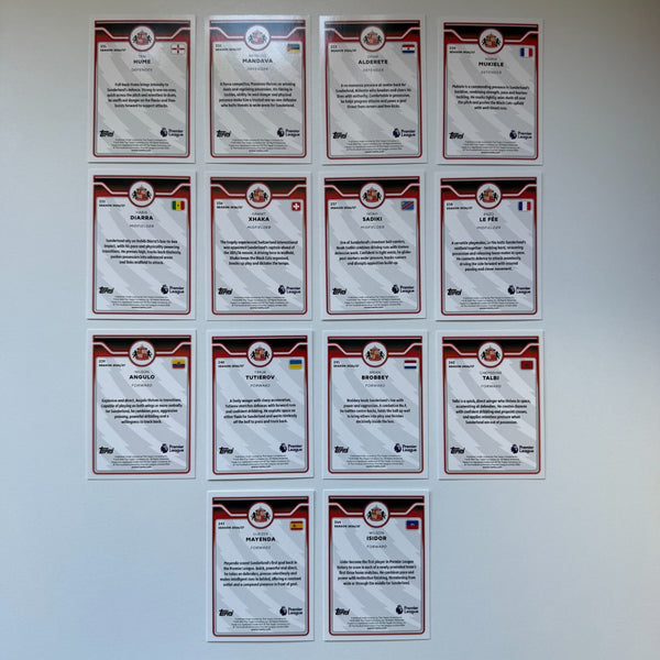 Topps Flagship Premier League 2026/27 Sunderland Complete Team Set 14 Cards