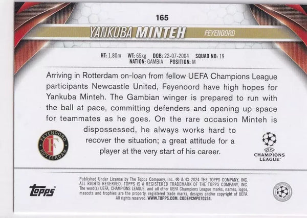 Topps Chrome Hobby UEFA Club Competitions 23/24 Yankuba Minteh Feyenoord Card
