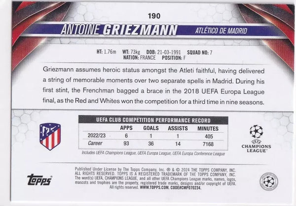 Topps Chrome Hobby UEFA Club Competitions 23/24 Antoine Griezmann Madrid Card