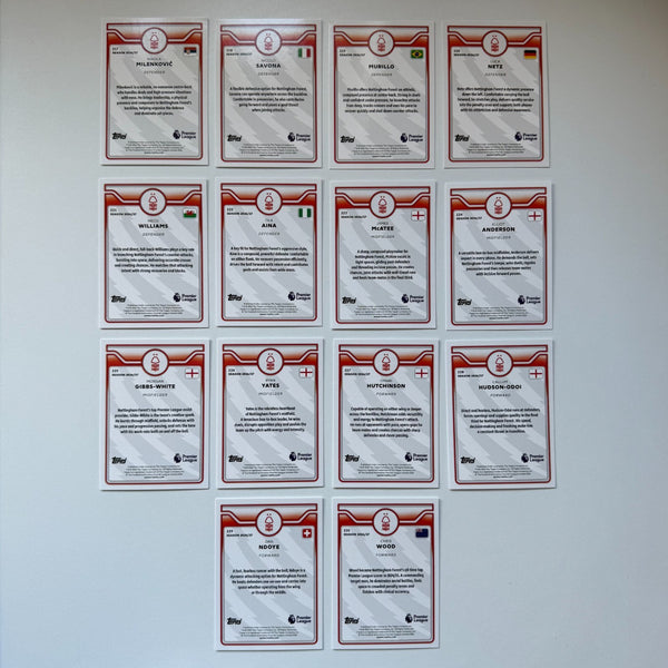Topps Flagship Premier League 26/27 Nottingham Forest Complete Team Set 14 Cards