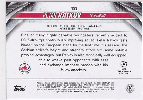Topps Chrome Hobby UEFA Club Competitions 23/24 Petar Ratkov FC Salzburg #153
