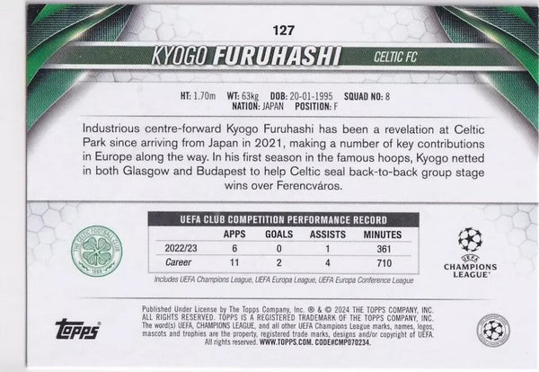 Topps Chrome Hobby UEFA Club Competitions 23/24 Kyogo Furuhashi Celtic Card #127