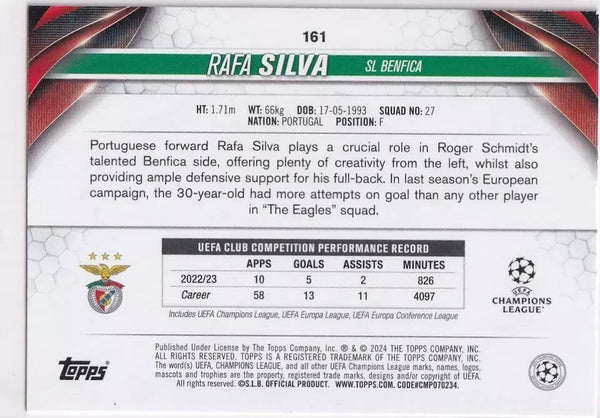 Topps Chrome Hobby UEFA Club Competitions 23/24 Rafa Silva Benfica Refractor