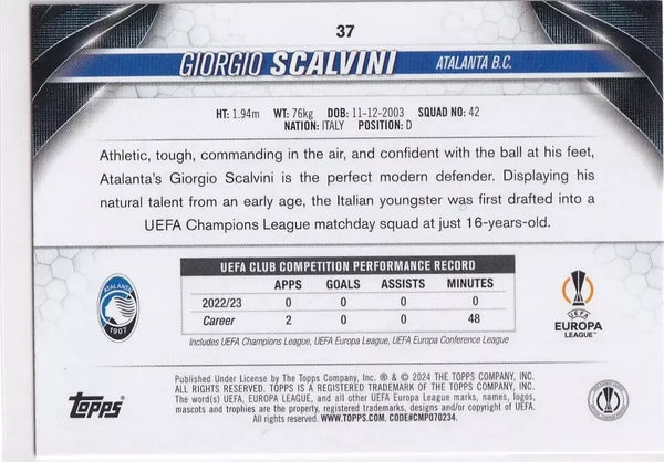 Topps Chrome Hobby UEFA Club Competitions 23/24 Giorgio Scalvini Atlanta #37