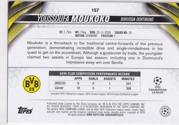 Topps Chrome Hobby UEFA Club Competitions 23/24 Youssoufa Moukoko Dortmund #157