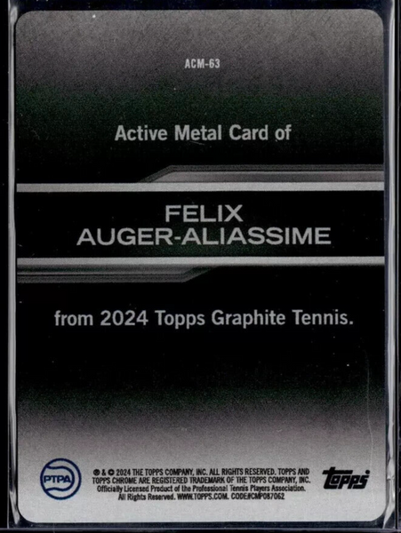 Topps 2024 Graphite Tennis Active Metal Felix Auger-Aliassime Card ACM-63