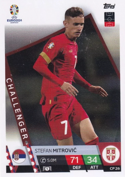 Match Attax Euro 2024 Stefan Mitrovic Serbia Challenger Topps UEFA Card CP 26