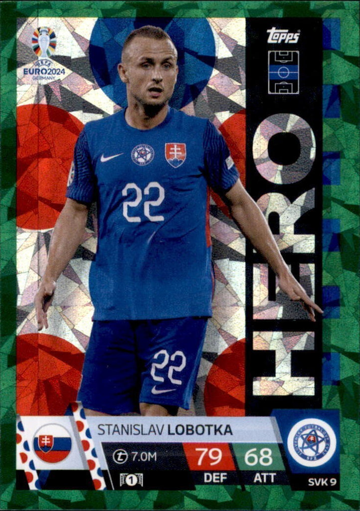 Match Attax Euro 2024 Stanislav Lobotka Crystal Parallel Green Hero UEFA Card