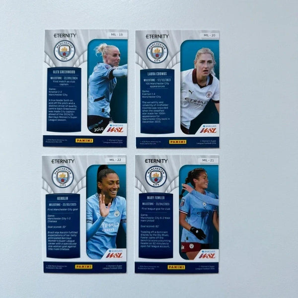4x Panini WSL Eternity 2025/26 Manchester City Milestone Card Set