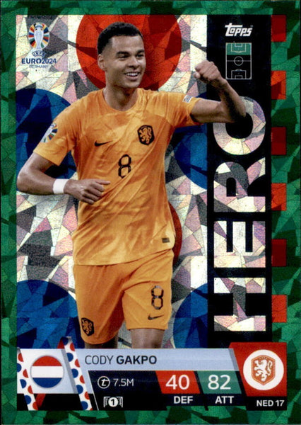 Match Attax Euro 2024 Cody Gakpo Netherlands Crystal Parallel Green Hero Card