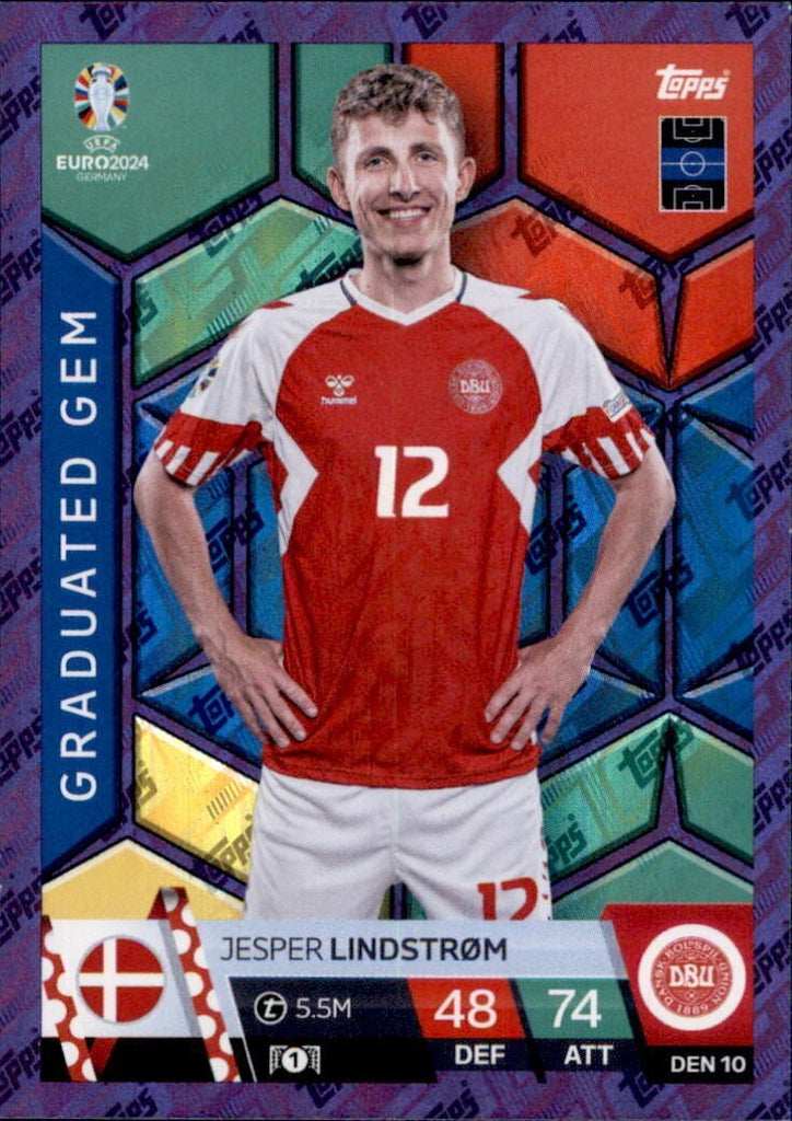 Match Attax Euro 2024 Jesper Lindstrom Crystal Purple Sapphire Parallel Card